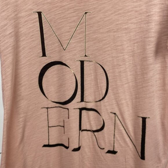 J.Crew S / M Modern Graphic Tee T-Shirt Blush Pink Black & Gold Letters - Picture 9 of 14